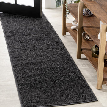 Haze Solid Low-pile Area Rug Black